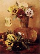 Pansies in a Glass Vase